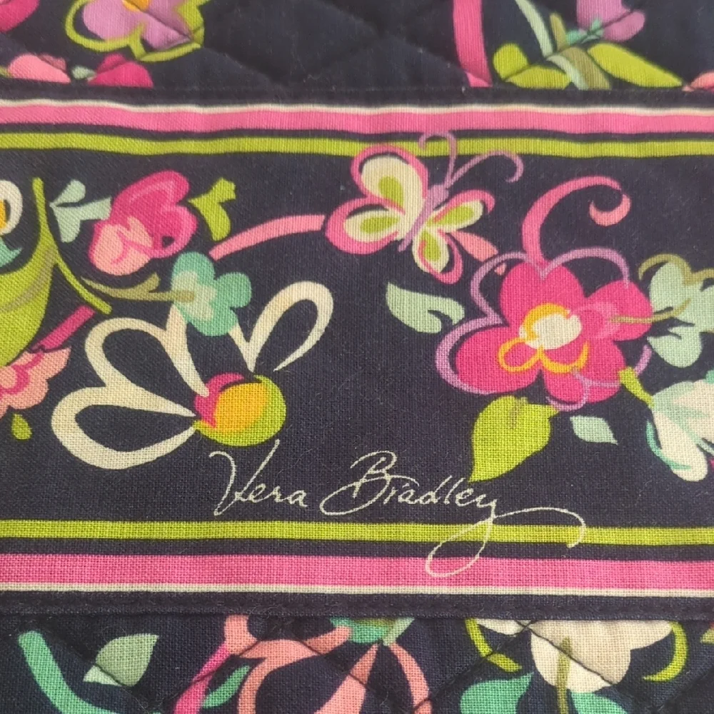 Vera Bradley Black and Pink Tablet Sleeve with Floral Design and Zipper